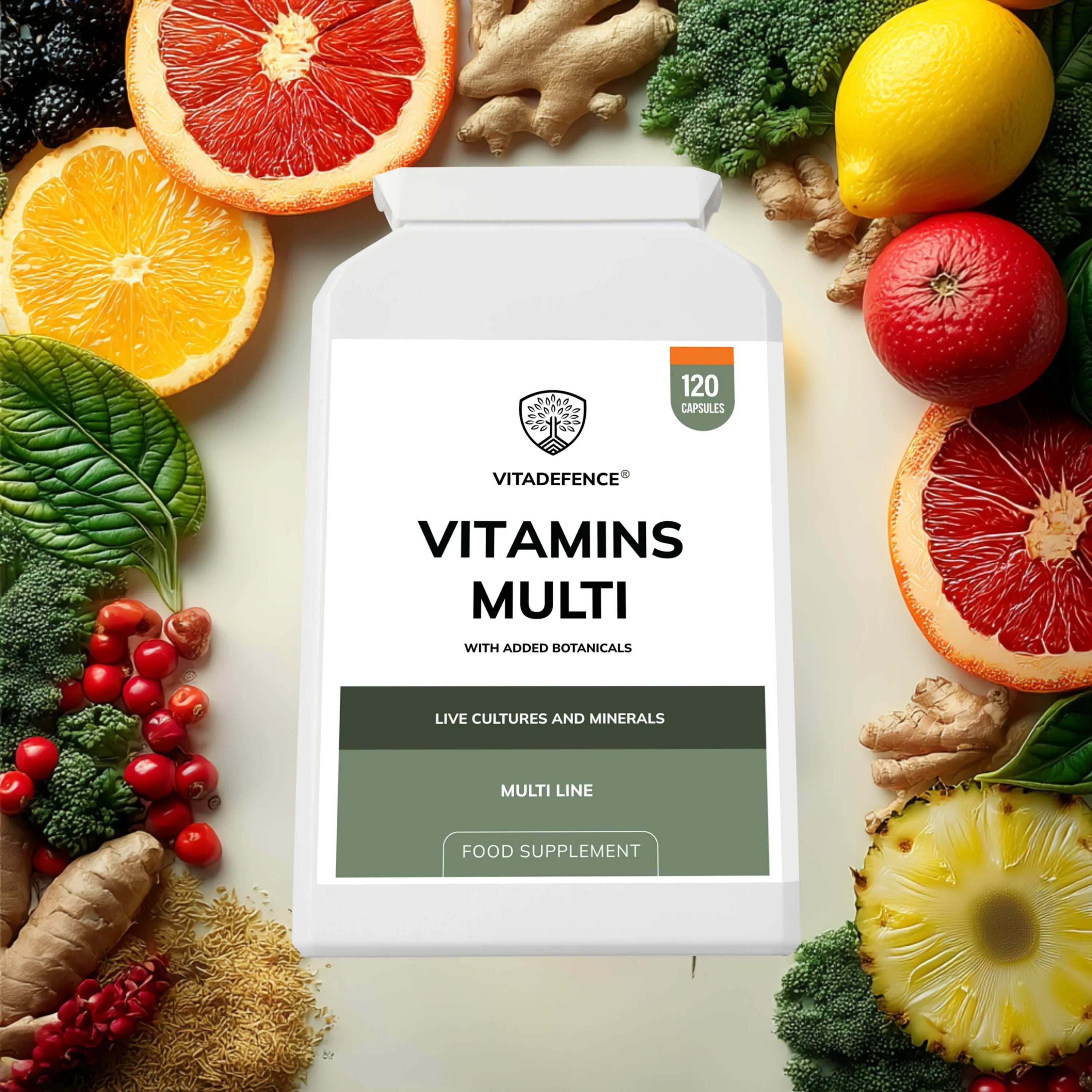 Why Choose Vitadefence Vitamins Multi with Added Botanicals, Live Cultures & Minerals?
