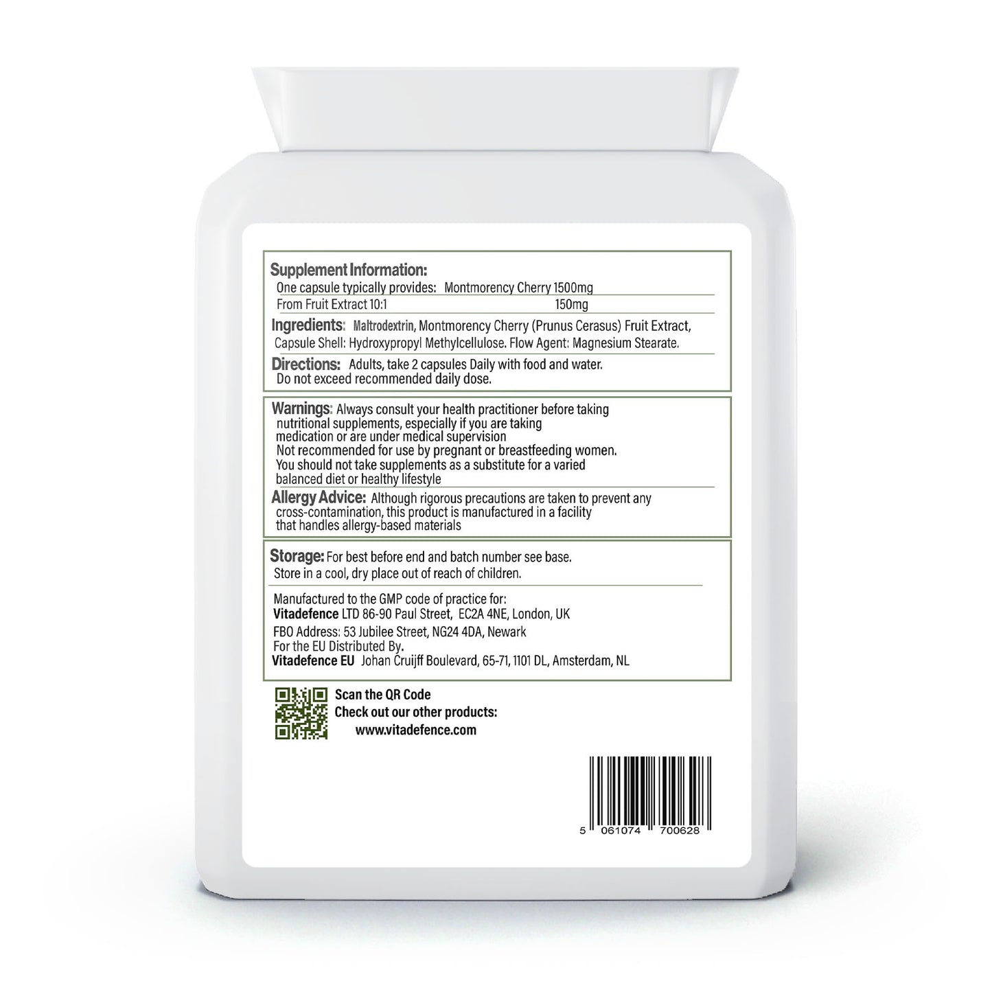 Montmorency | Pure Cherry Extract 1500mg – 90 Capsules -  Vitadefence® - Vitadefence®
