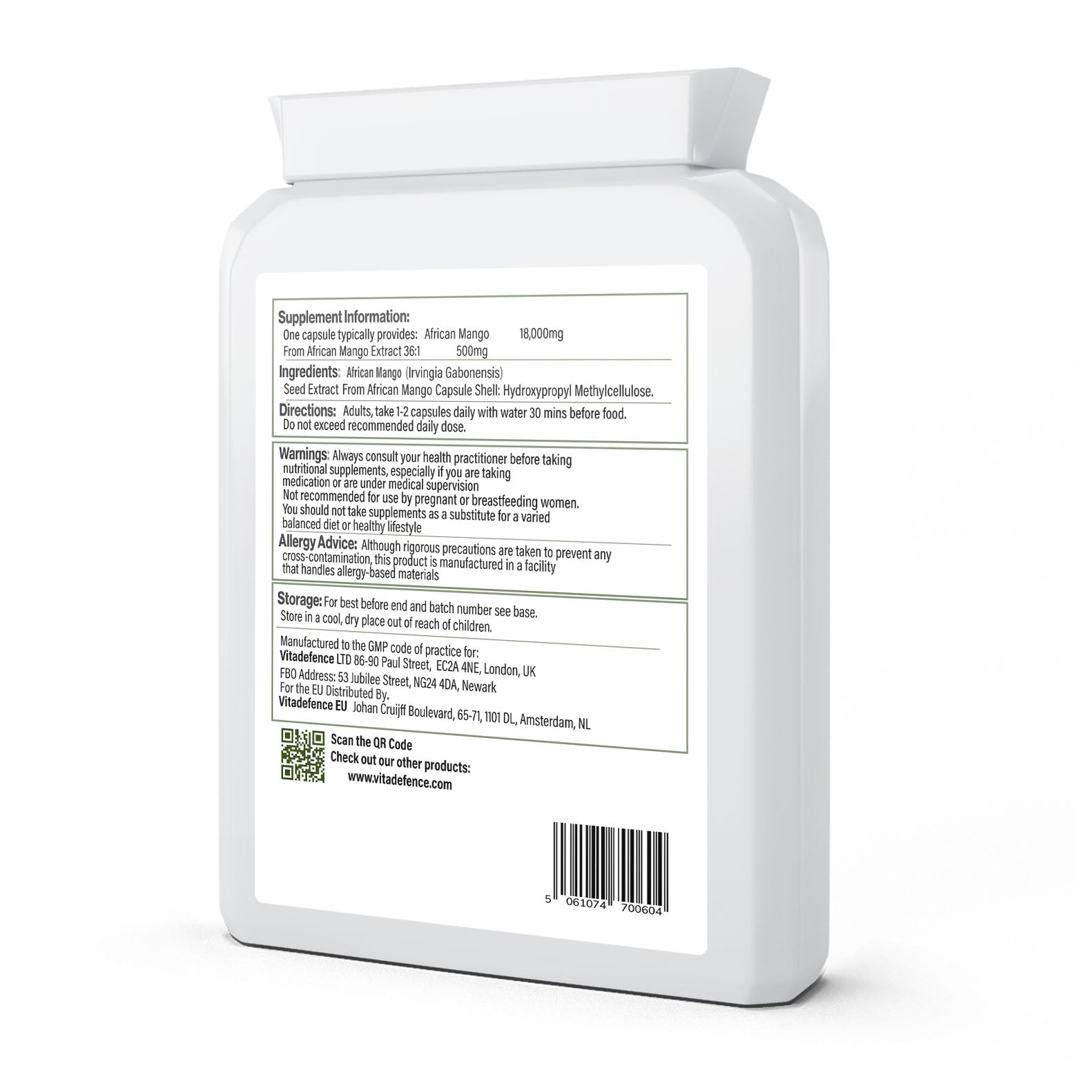 African Mango 2-Pack | Concentrated Seed Extract 500mg – 120 Capsules (2 x 60) -  Vitadefence® - Vitadefence®
