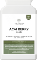 Acai Berry Capsules | With Vitamin B6, Zinc & Biotin – 100 Vegan Capsules