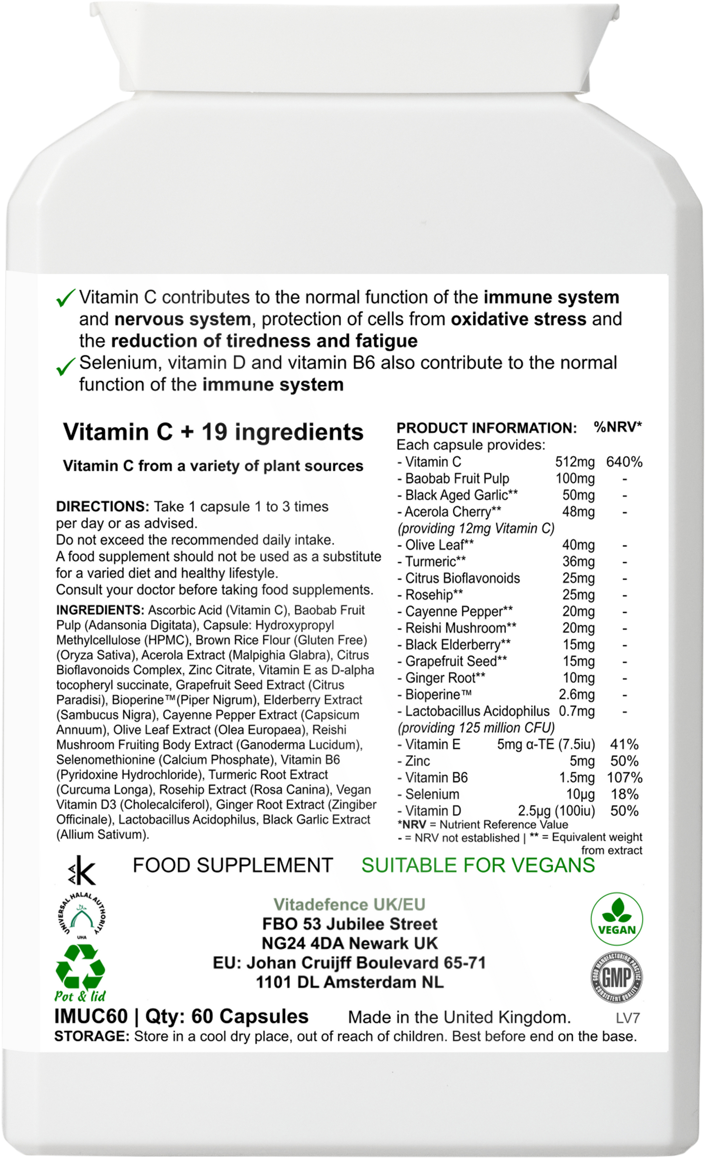 Vitamin C Multi | With Botanicals & Minerals – 60 Capsules -  Vitadefence® - Vitadefence®
