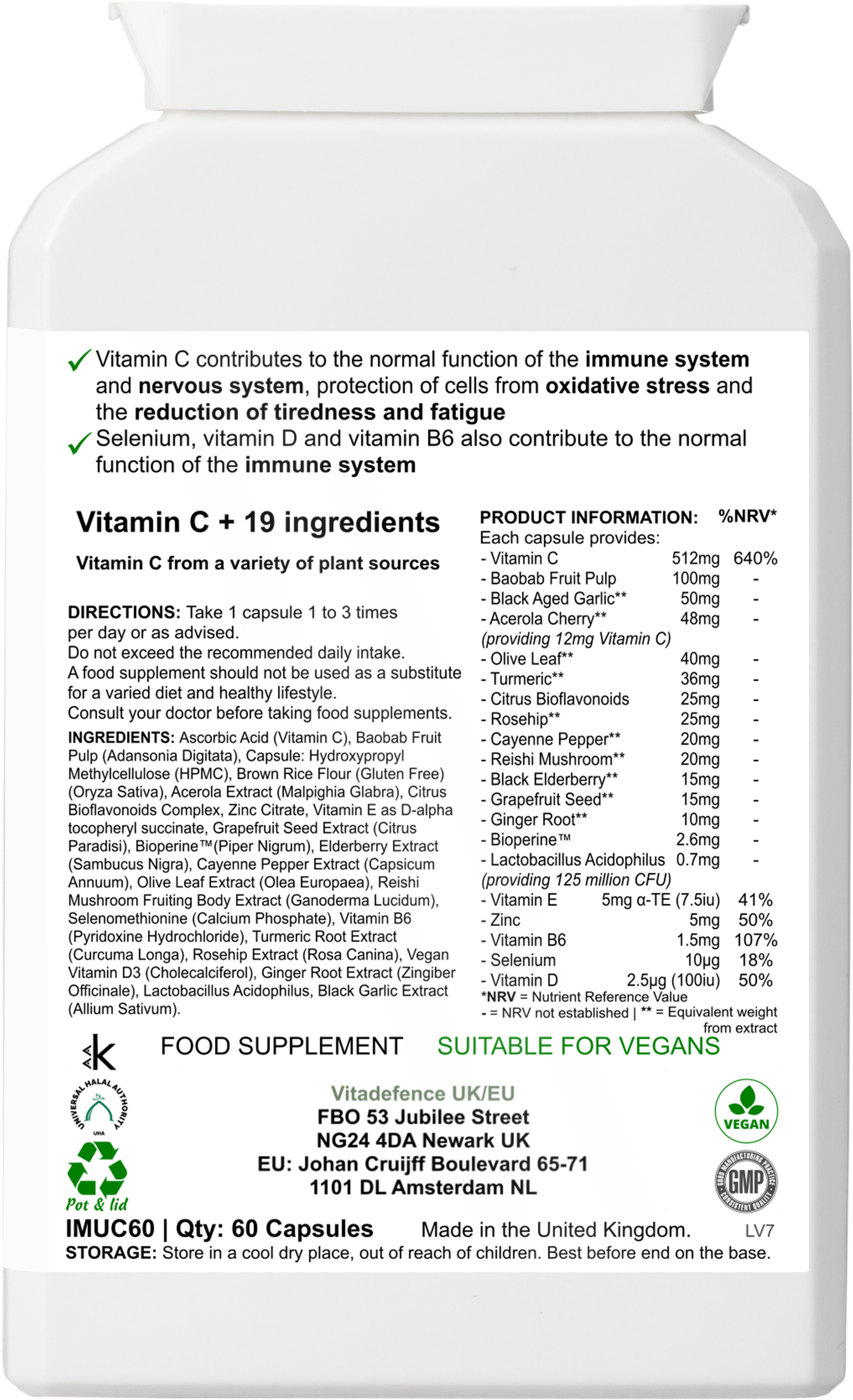 Vitamin C Multi | With Botanicals & Minerals – 60 Capsules -  Vitadefence® - Vitadefence®
