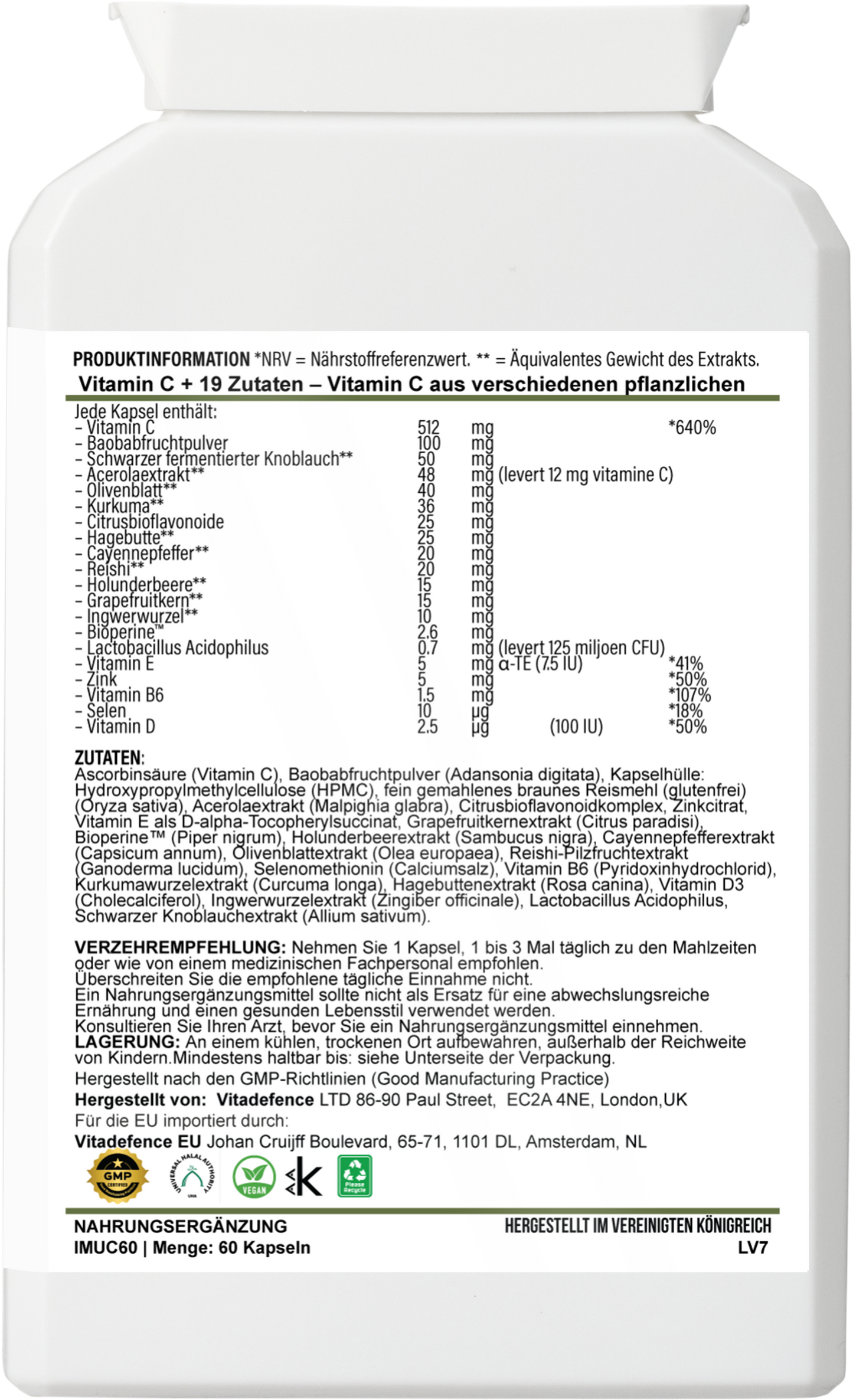 Vitamin C Multi | With Botanicals & Minerals – 60 Capsules -  Vitadefence® - Vitadefence®
