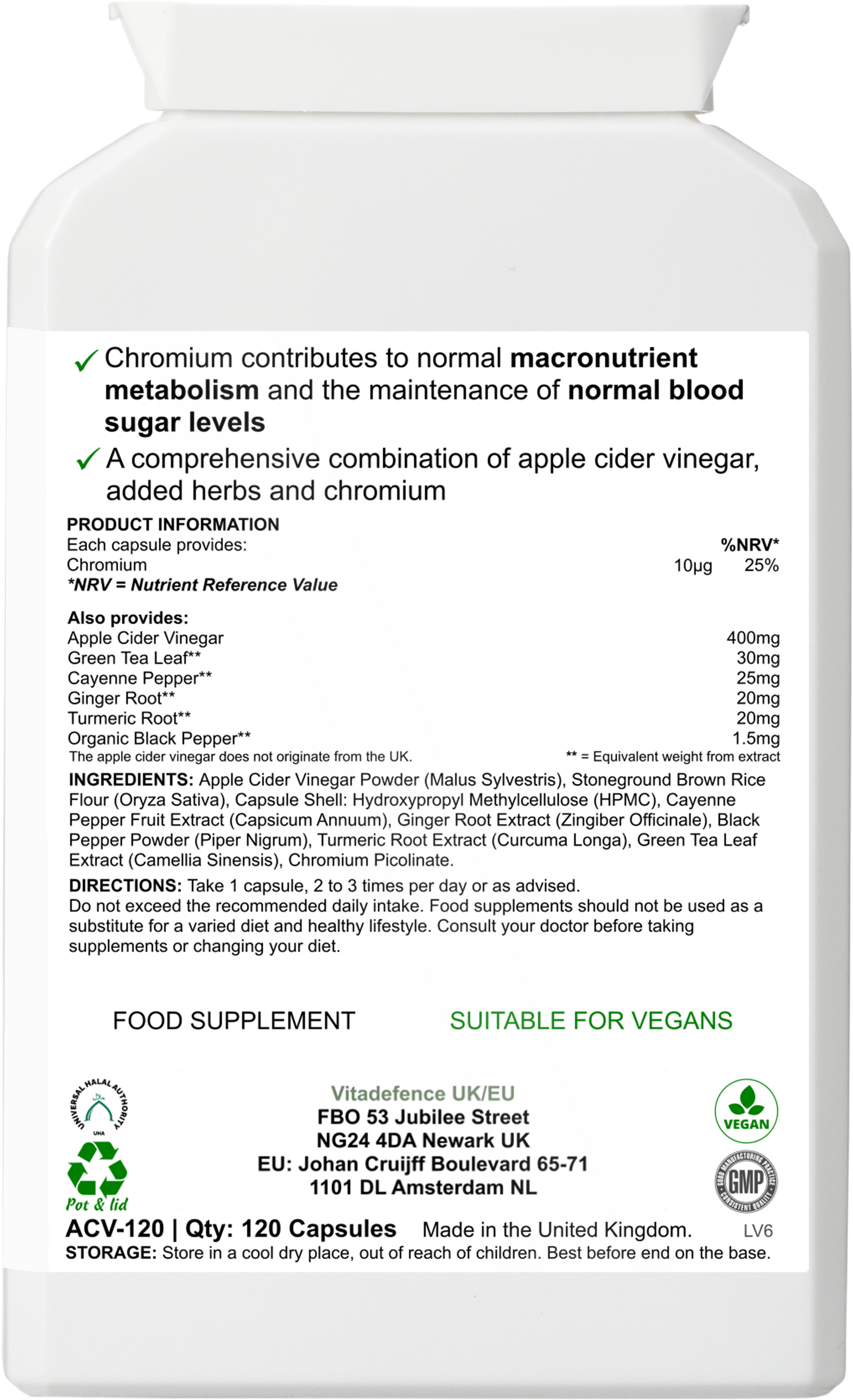 Apple Cider Multi | With Chromium, Turmeric & Botanicals – 120 Vegan Capsules -  Vitadefence® - Vitadefence®
