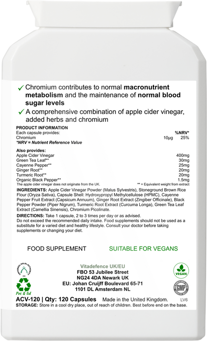 Apple Cider Multi | With Chromium, Turmeric & Botanicals – 120 Vegan Capsules -  Vitadefence® - Vitadefence®
