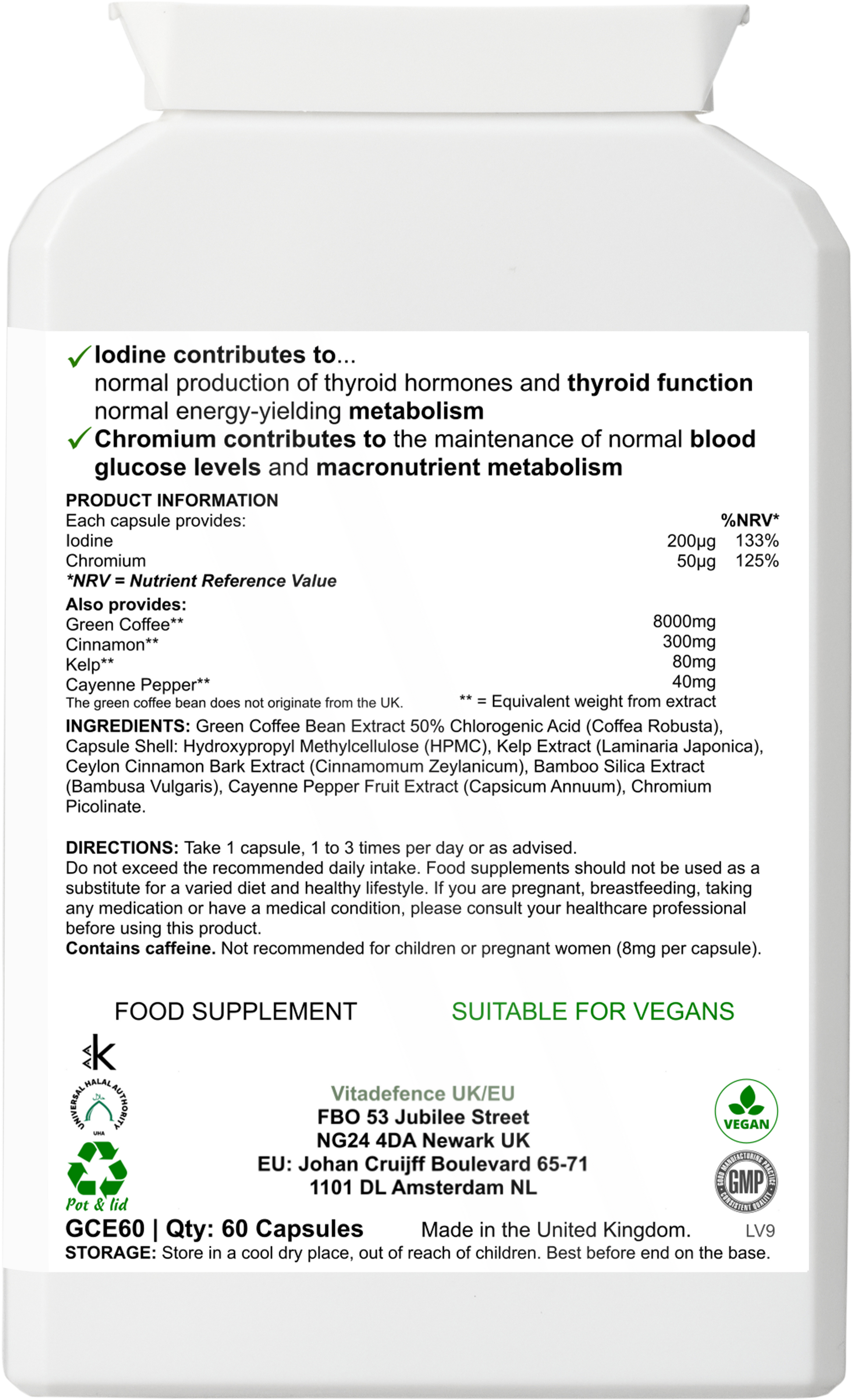 Green Coffee Multi | With Chromium, Iodine & Botanicals – 60 Vegan Capsules -  Vitadefence® - Vitadefence®
