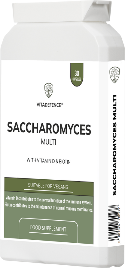 Saccharomyces Multi | With Vitamin D3, Biotin, Olive Leaf & Bamboo Silica – 30 Capsules -  Vitadefence® - Vitadefence®

