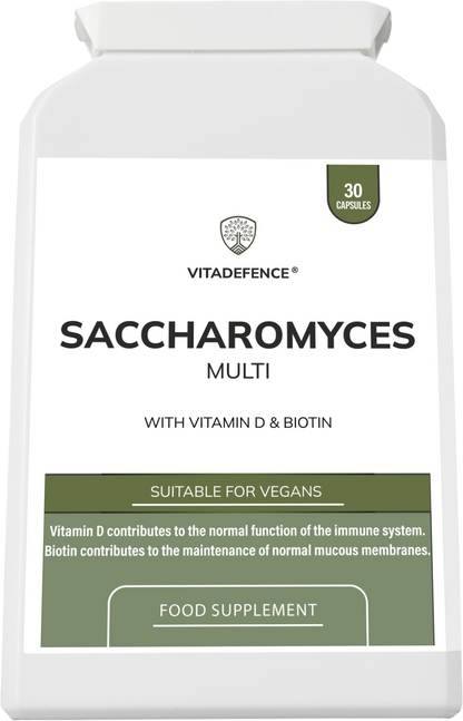 Saccharomyces Multi | With Vitamin D3, Biotin, Olive Leaf & Bamboo Silica – 30 Capsules -  Vitadefence® - Vitadefence®
