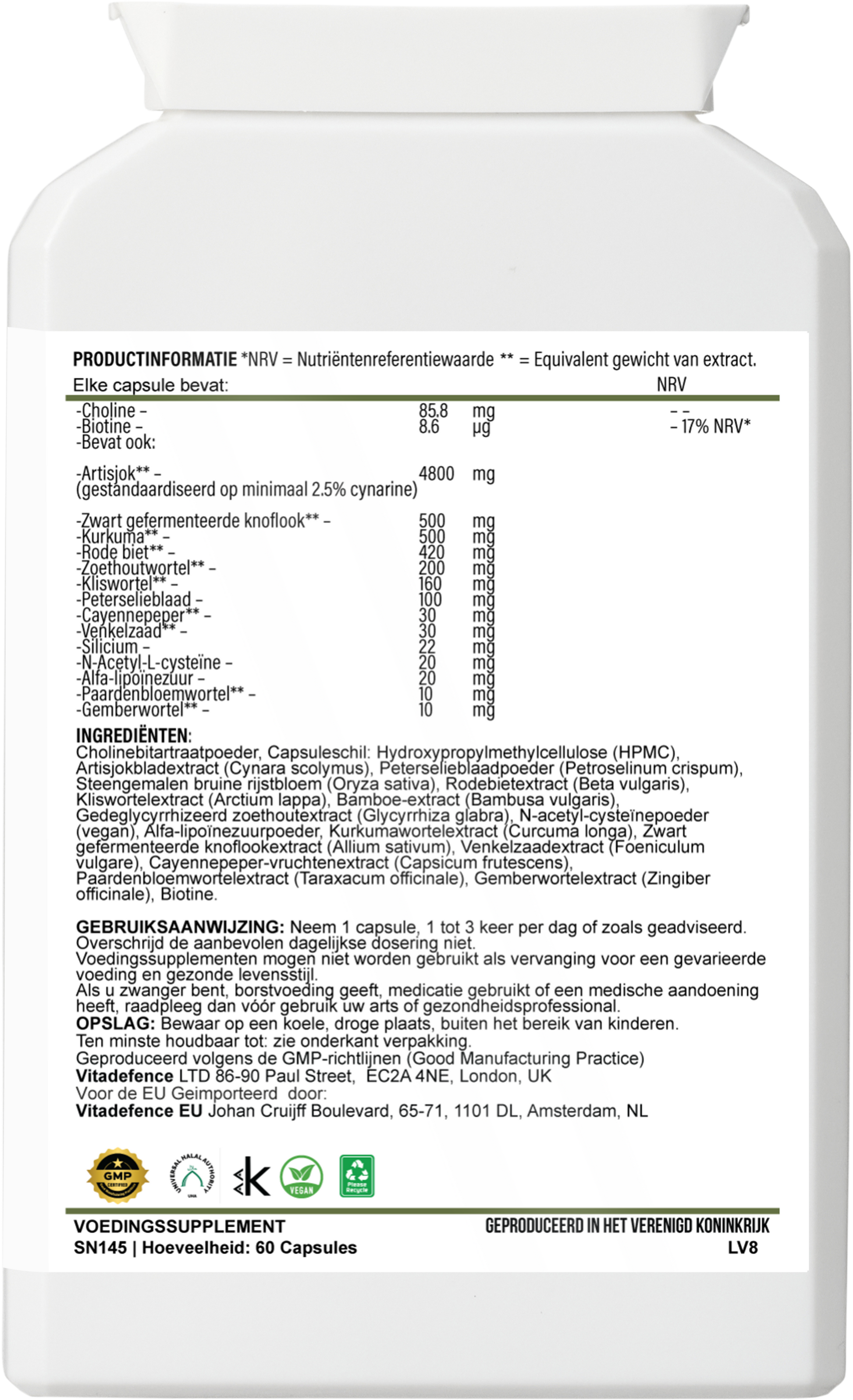 Artichoke Multi | With Choline, Biotin & Botanicals – 60 Capsules -  Vitadefence® - Vitadefence®
