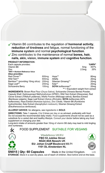 Red Clover Multi | With Vitamin B6, Zinc, Sage & Siberian Ginseng – 60 Capsules -  Vitadefence® - Vitadefence®
