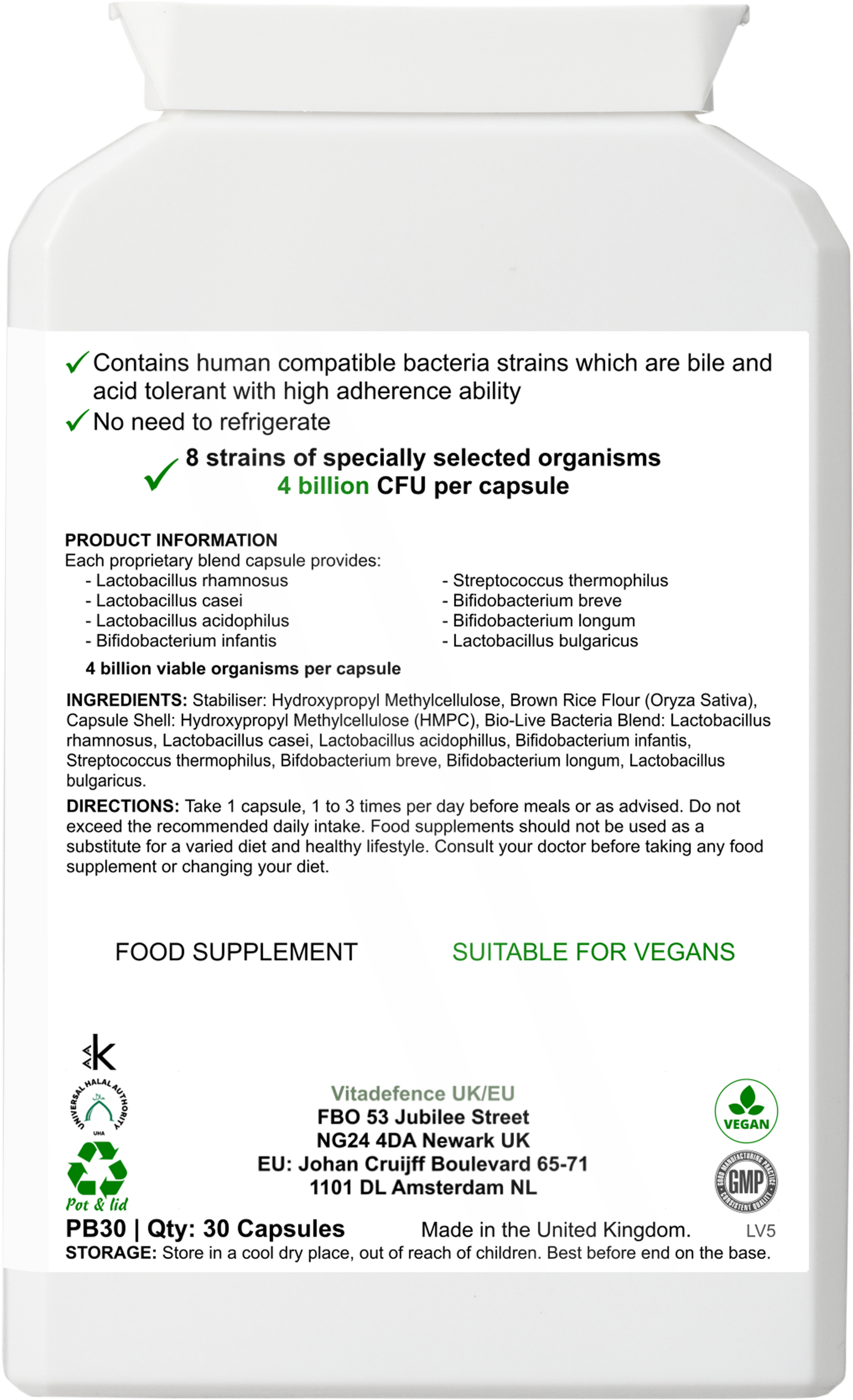 Live Cultures Multi | 8 Strains, 4 Billion CFU – 30 Capsules -  Vitadefence® - Vitadefence®
