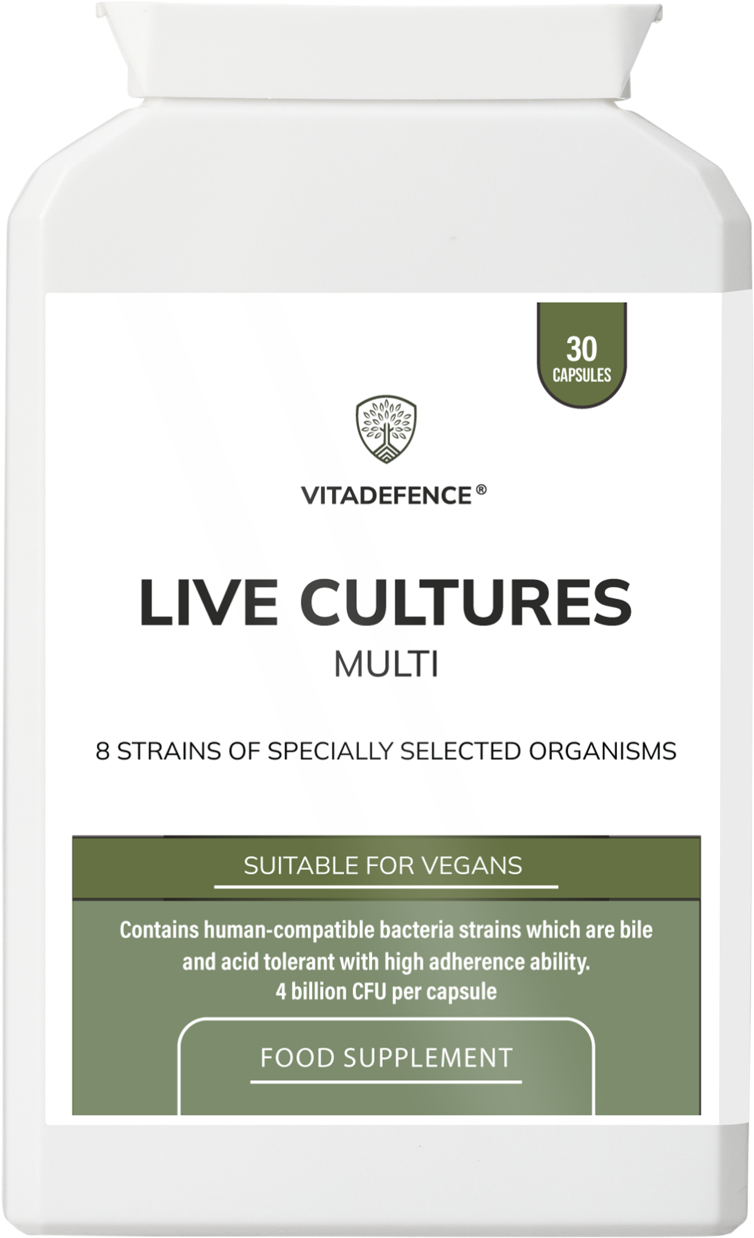 Live Cultures Multi | 8 Strains, 4 Billion CFU – 30 Capsules -  Vitadefence® - Vitadefence®
