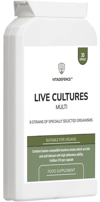 Live Cultures Multi | 8 Strains, 4 Billion CFU – 30 Capsules -  Vitadefence® - Vitadefence®
