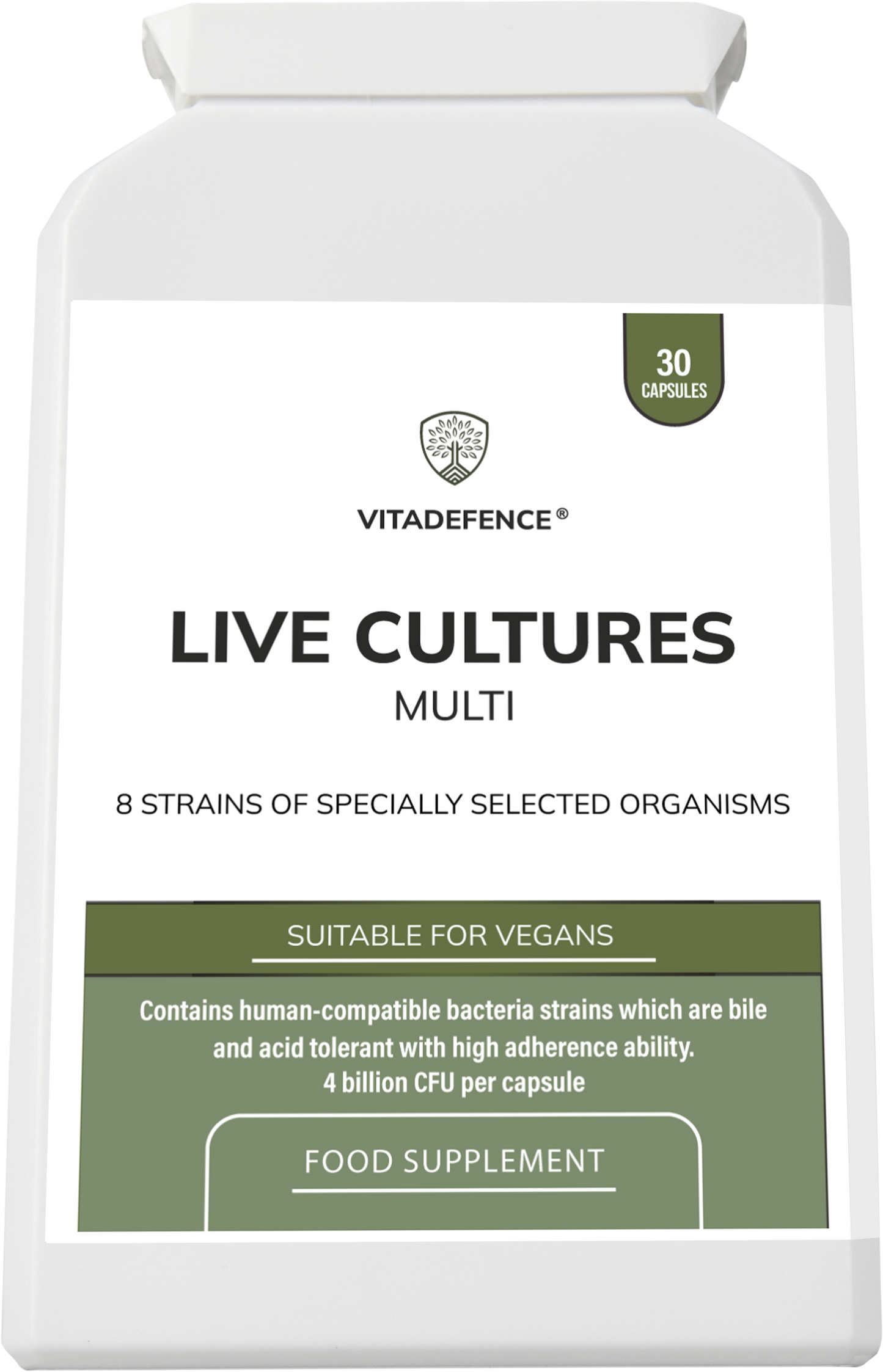 Live Cultures Multi | 8 Strains, 4 Billion CFU – 30 Capsules -  Vitadefence® - Vitadefence®

