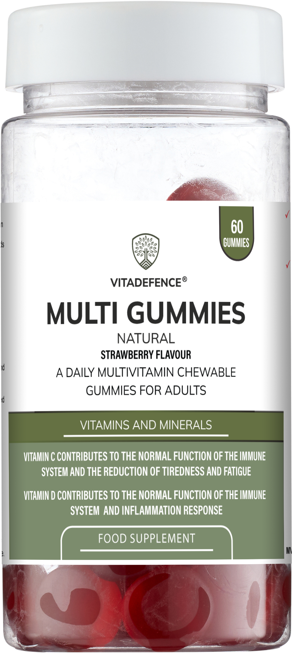Multi Gummies – Natural Strawberry Flavour – 60 Gummies -  Vitadefence® - Vitadefence®
