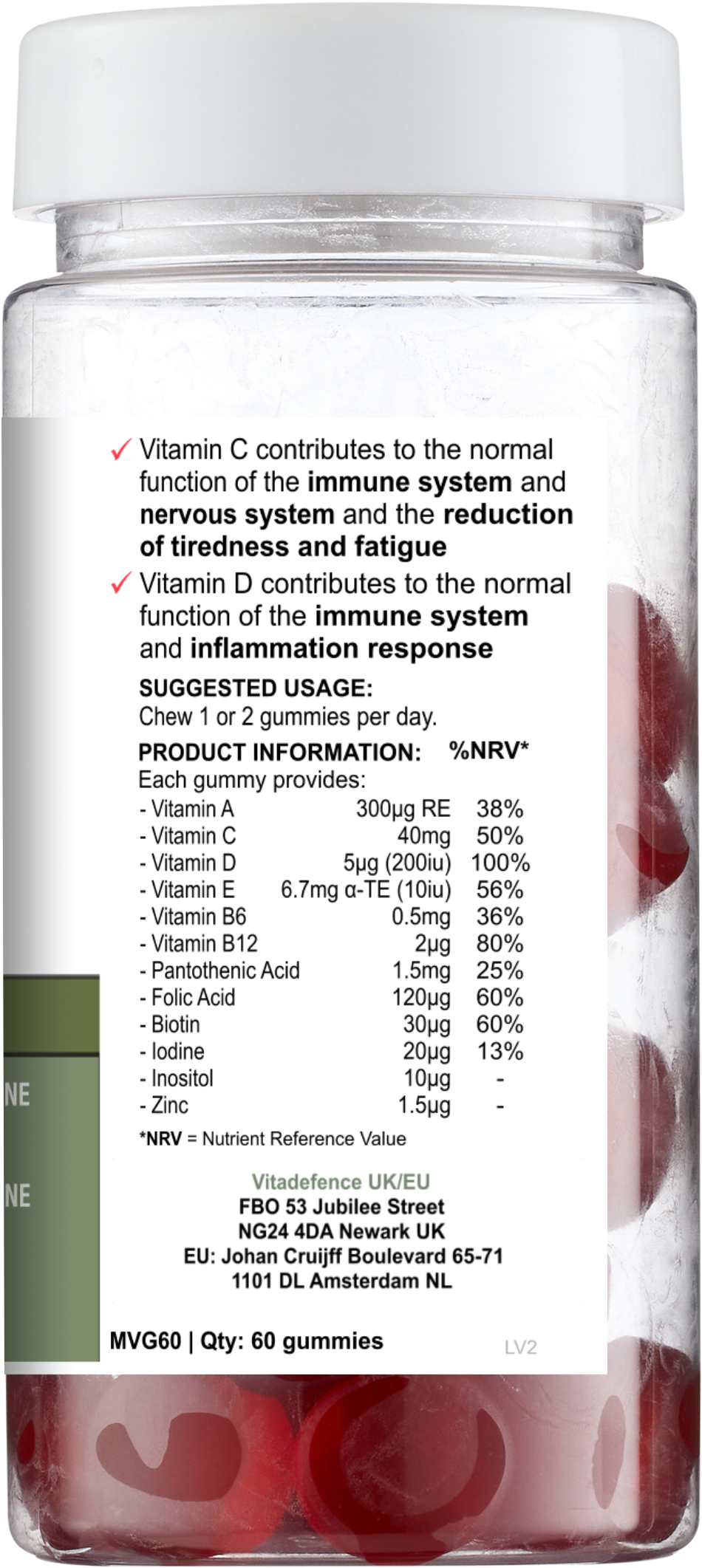 Multi Gummies – Natural Strawberry Flavour – 60 Gummies -  Vitadefence® - Vitadefence®
