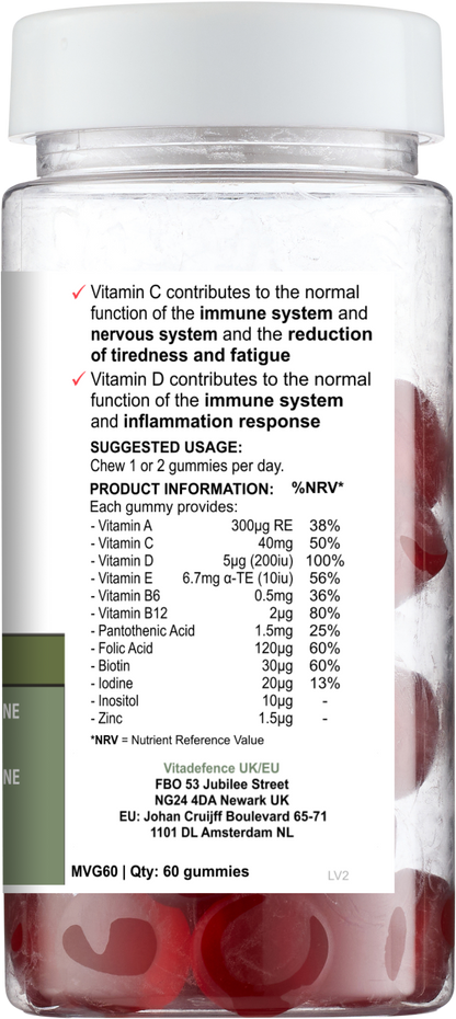 Multi Gummies – Natural Strawberry Flavour – 60 Gummies -  Vitadefence® - Vitadefence®
