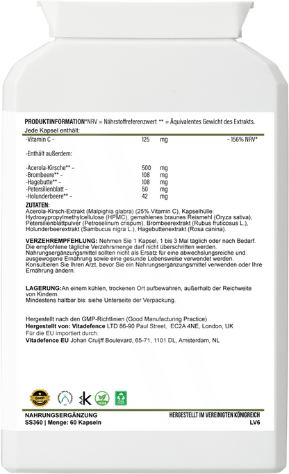 Vitamin C Capsules | Food-Based Acerola Vitamin C – 60 Vegan Capsules -  Vitadefence® - Vitadefence®
