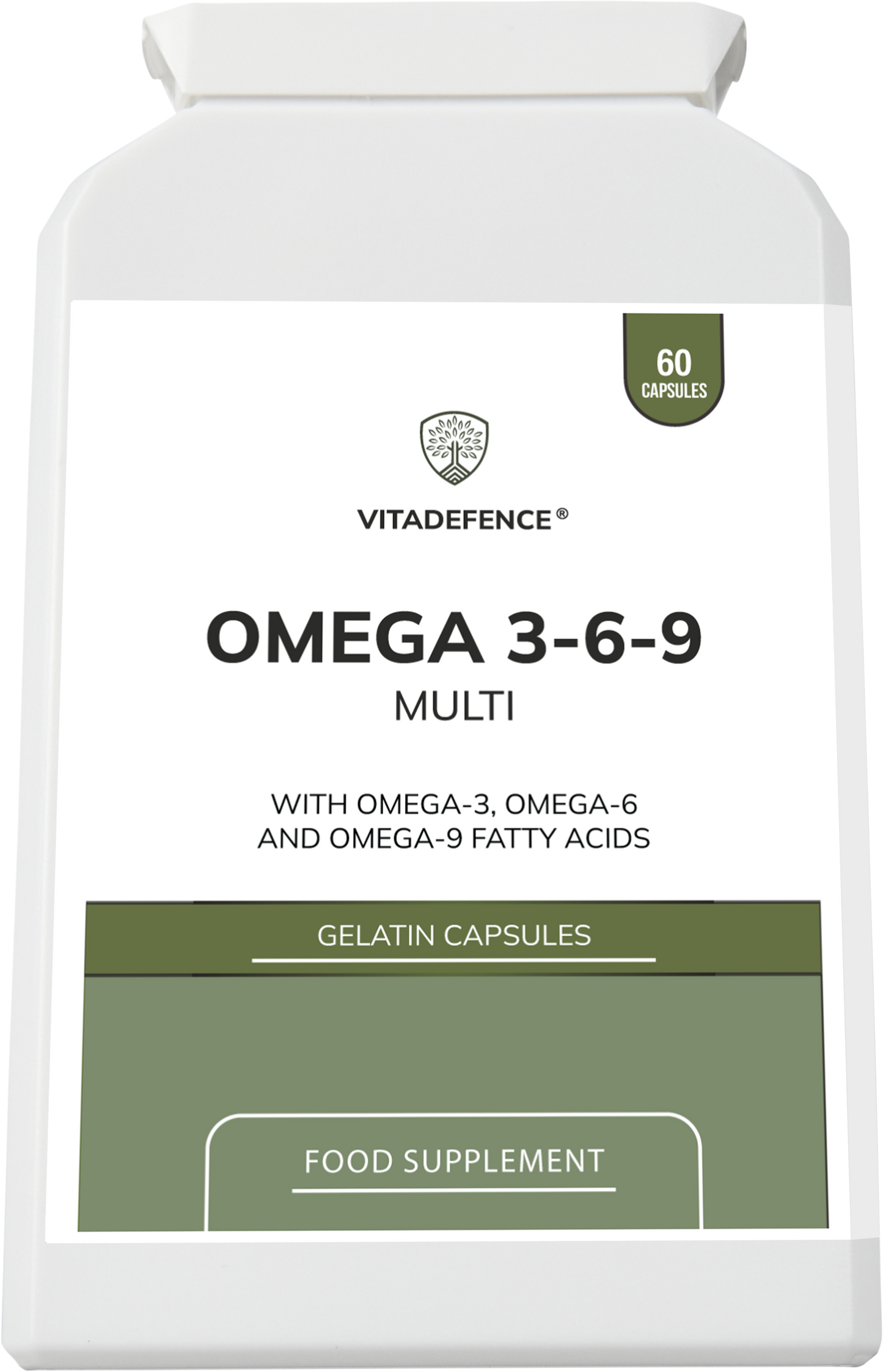 Omega 3-6-9 Multi | With Fish Oil, Flaxseed, Sunflower Oil & Vitamin E – 60 Gelatin Capsules -  Vitadefence® - Vitadefence®
