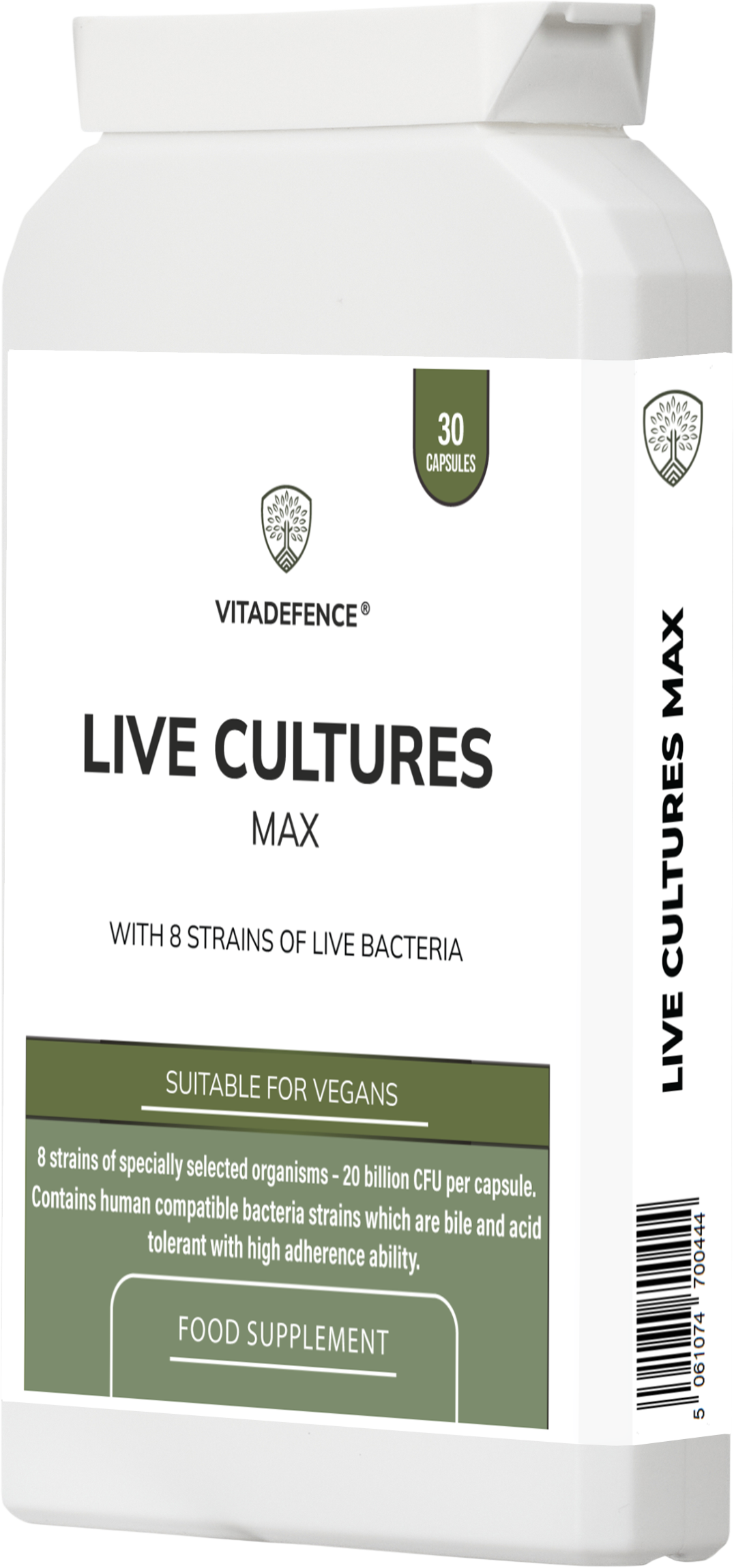 Live Cultures Max | 8-Strain Formula, 20 Billion CFU – 30 Capsules -  Vitadefence® - Vitadefence®
