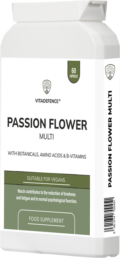 Passion Flower Multi | With Montmorency Cherry, Chamomile, Ashwagandha & Magnesium – 60 Capsule -  Vitadefence® - Vitadefence®
