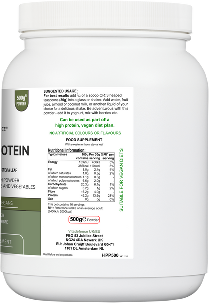 Hemp Protein Multi | Plant-Based Protein Powder with Fruits, Herbs & Vegetables – 500 g -  Vitadefence® - Vitadefence®
