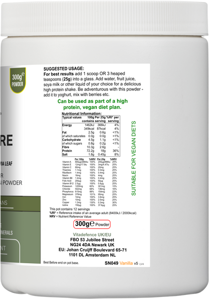Soy Fibre Multi | Vanilla Flavour Protein Powder with Vitamins & Minerals – 300 g -  Vitadefence® - Vitadefence®

