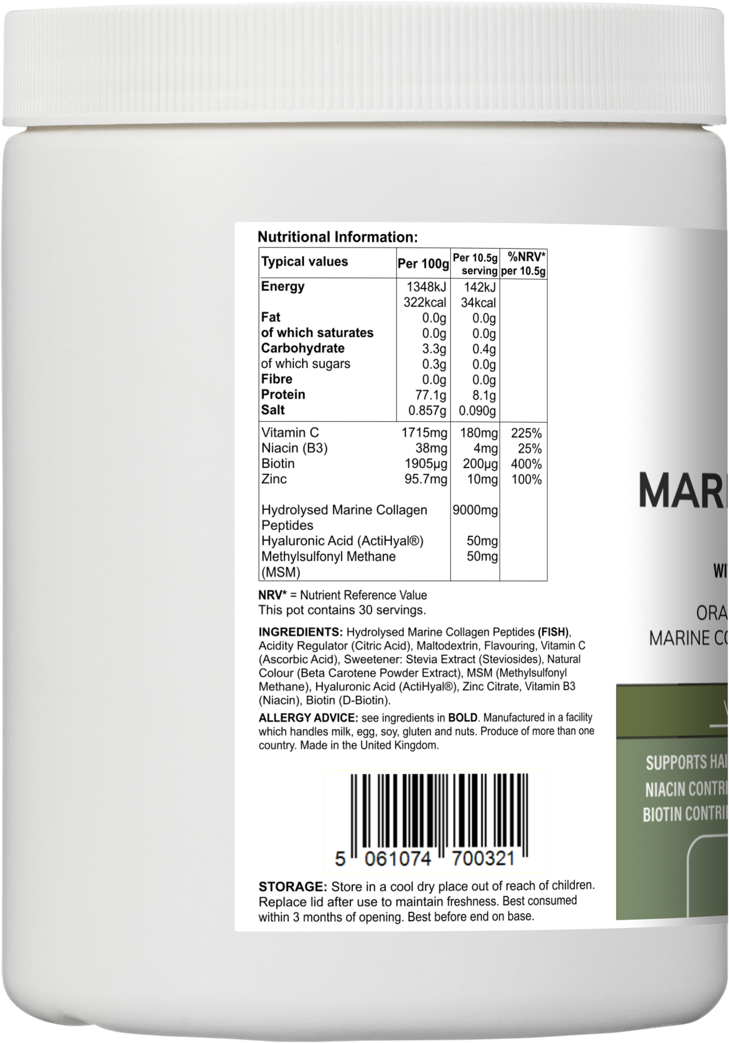 Marine Collagen Multi | Orange & Mango Flavour Powder with Hyaluronic Acid, MSM, Vitamins & Minerals – 315 g -  Vitadefence® - Vitadefence®

