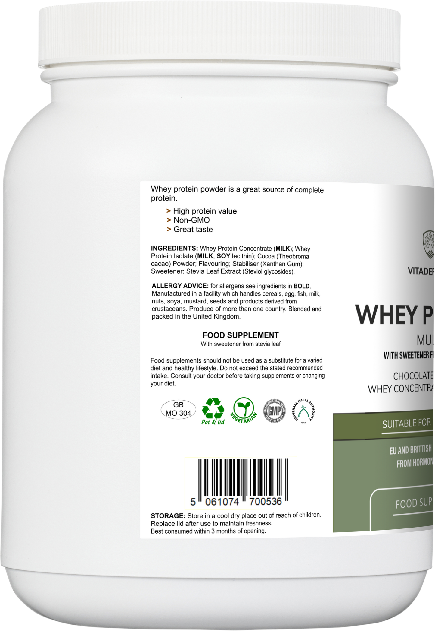 Whey Protein Multi | Chocolate Flavour Protein Powder with Stevia – 600 g -  Vitadefence® - Vitadefence®
