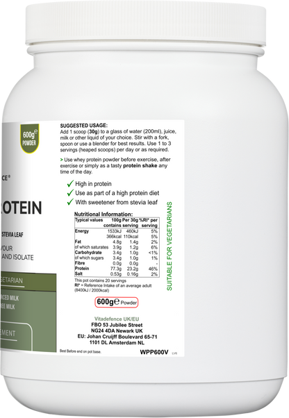 Whey Protein Multi | Vanilla Flavour Protein Powder with Stevia – 600 g -  Vitadefence® - Vitadefence®
