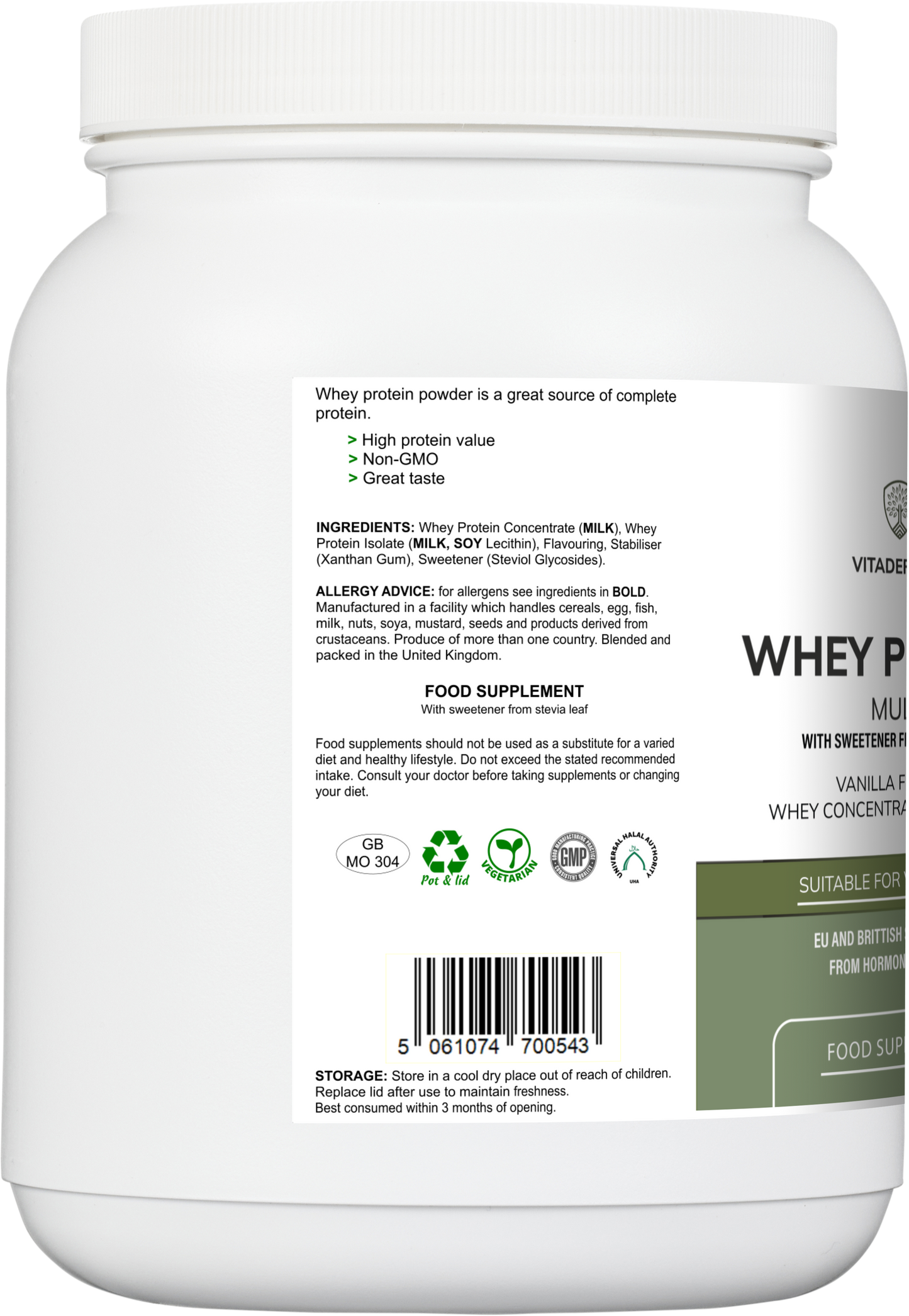 Whey Protein Multi | Vanilla Flavour Protein Powder with Stevia – 600 g -  Vitadefence® - Vitadefence®
