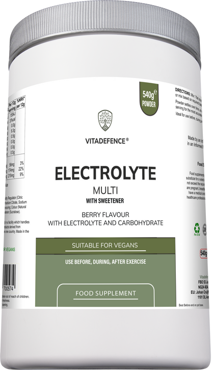 Electrolyte Multi | Berry Flavour Hydration Powder with Electrolytes & Minerals – 540 g -  Vitadefence® - Vitadefence®
