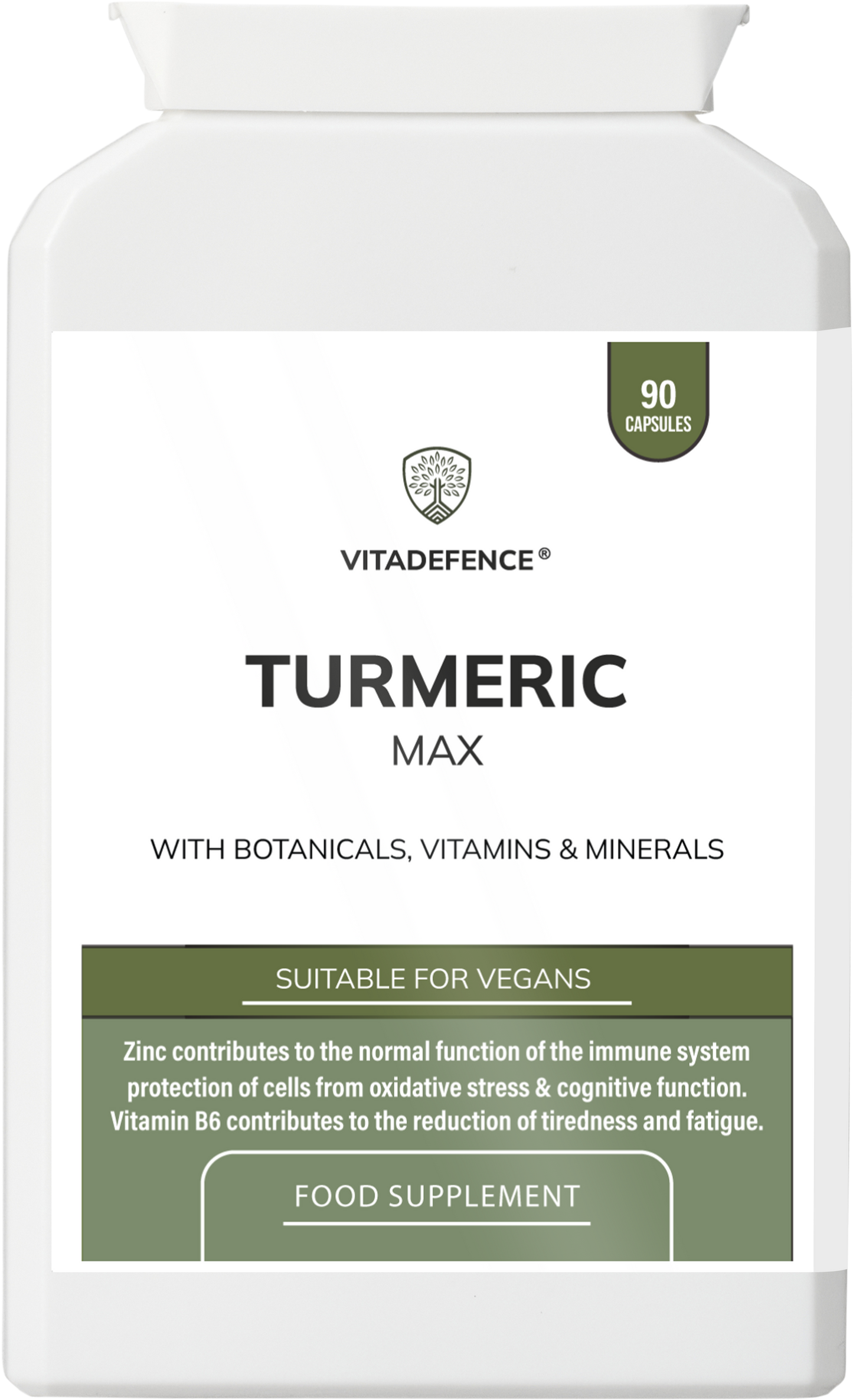 Turmeric Max | With Vitamin B6, Zinc & Botanicals – 90 Capsules -  Vitadefence® - Vitadefence®
