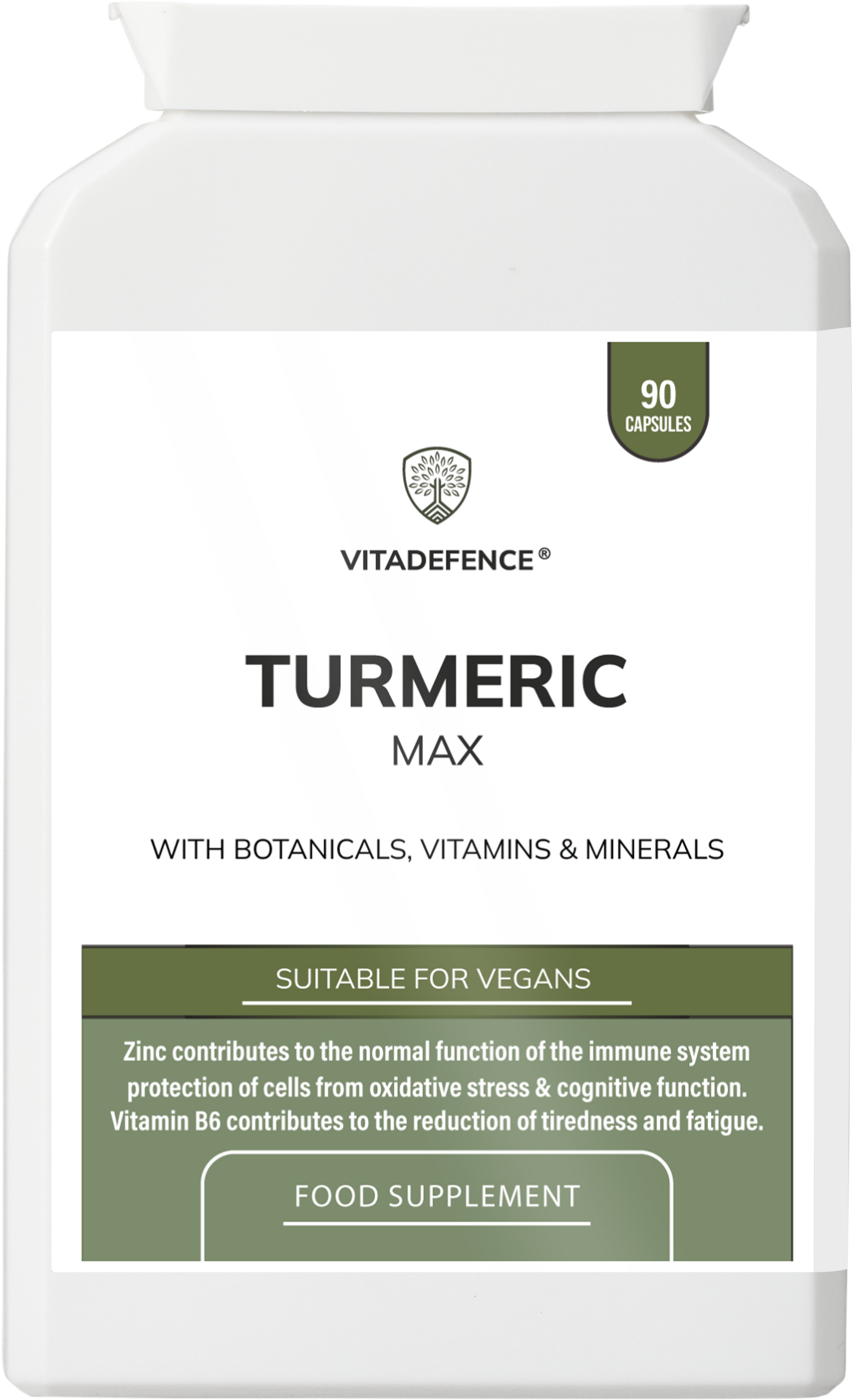 Turmeric Max | With Vitamin B6, Zinc & Botanicals – 90 Capsules -  Vitadefence® - Vitadefence®
