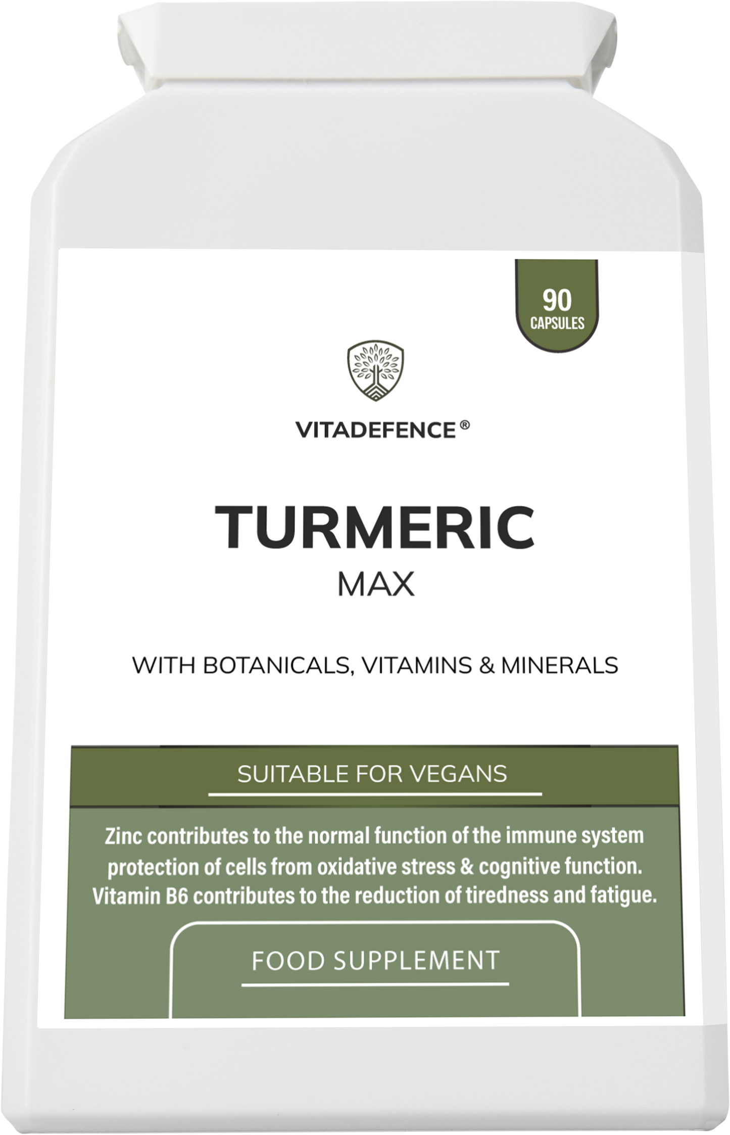 Turmeric Max | With Vitamin B6, Zinc & Botanicals – 90 Capsules -  Vitadefence® - Vitadefence®
