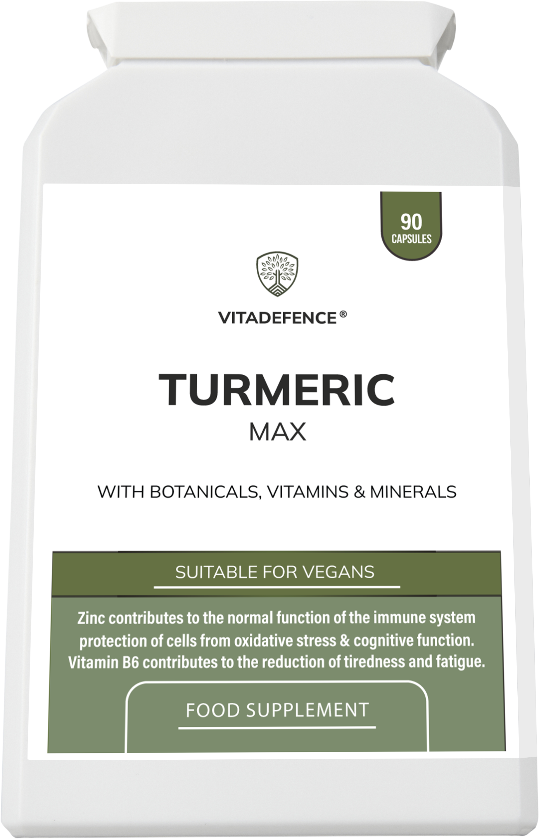 Turmeric Max | With Vitamin B6, Zinc & Botanicals – 90 Capsules -  Vitadefence® - Vitadefence®

