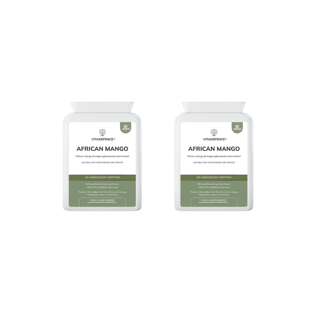 African Mango 2-Pack | Concentrated Seed Extract 500mg – 120 Capsules (2 x 60) -  Vitadefence® - Vitadefence®
