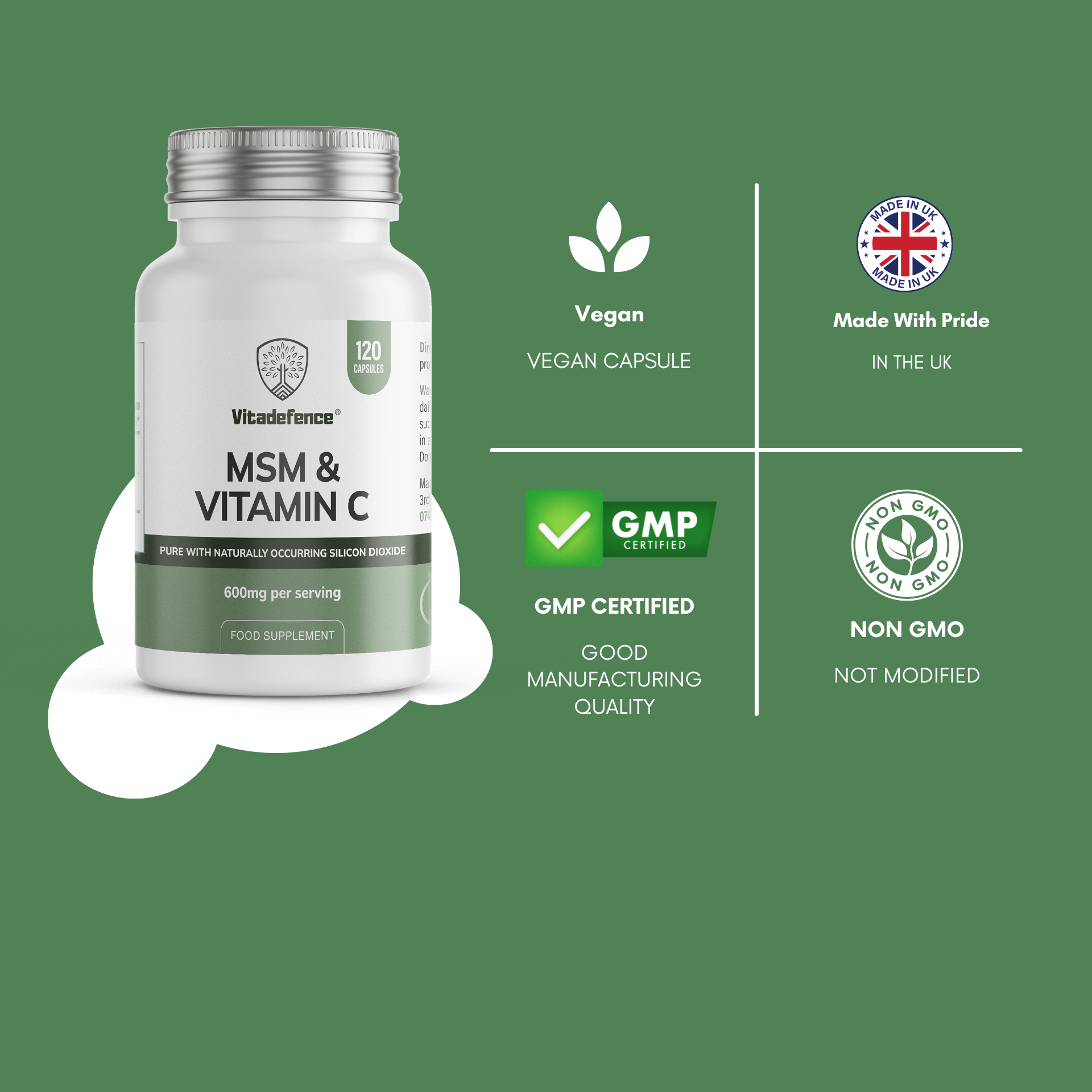MSM + Vitamin C | Vegan Capsules – 120 Count -  Vitadefence® - Vitadefence®
