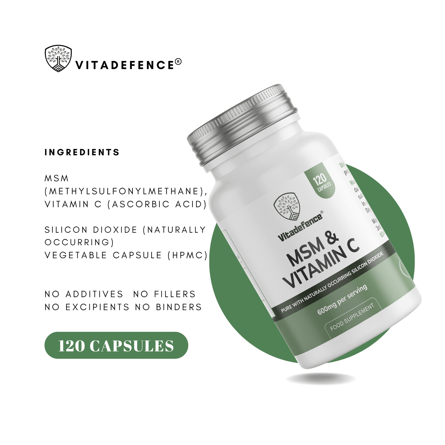 MSM + Vitamin C | Vegan Capsules – 120 Count -  Vitadefence® - Vitadefence®
