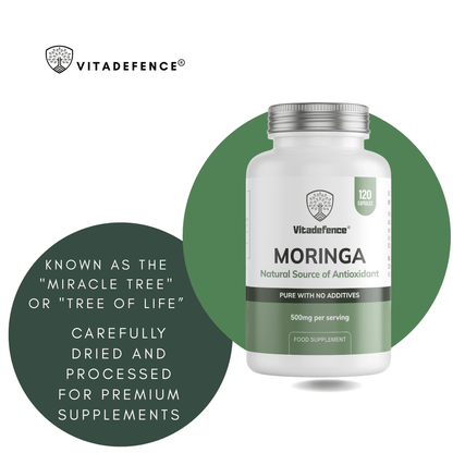 Moringa Oleifera | 500 mg Vegan Capsules – 120 Count -  Vitadefence® - Vitadefence®
