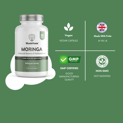 Moringa Oleifera | 500 mg Vegan Capsules – 120 Count -  Vitadefence® - Vitadefence®
