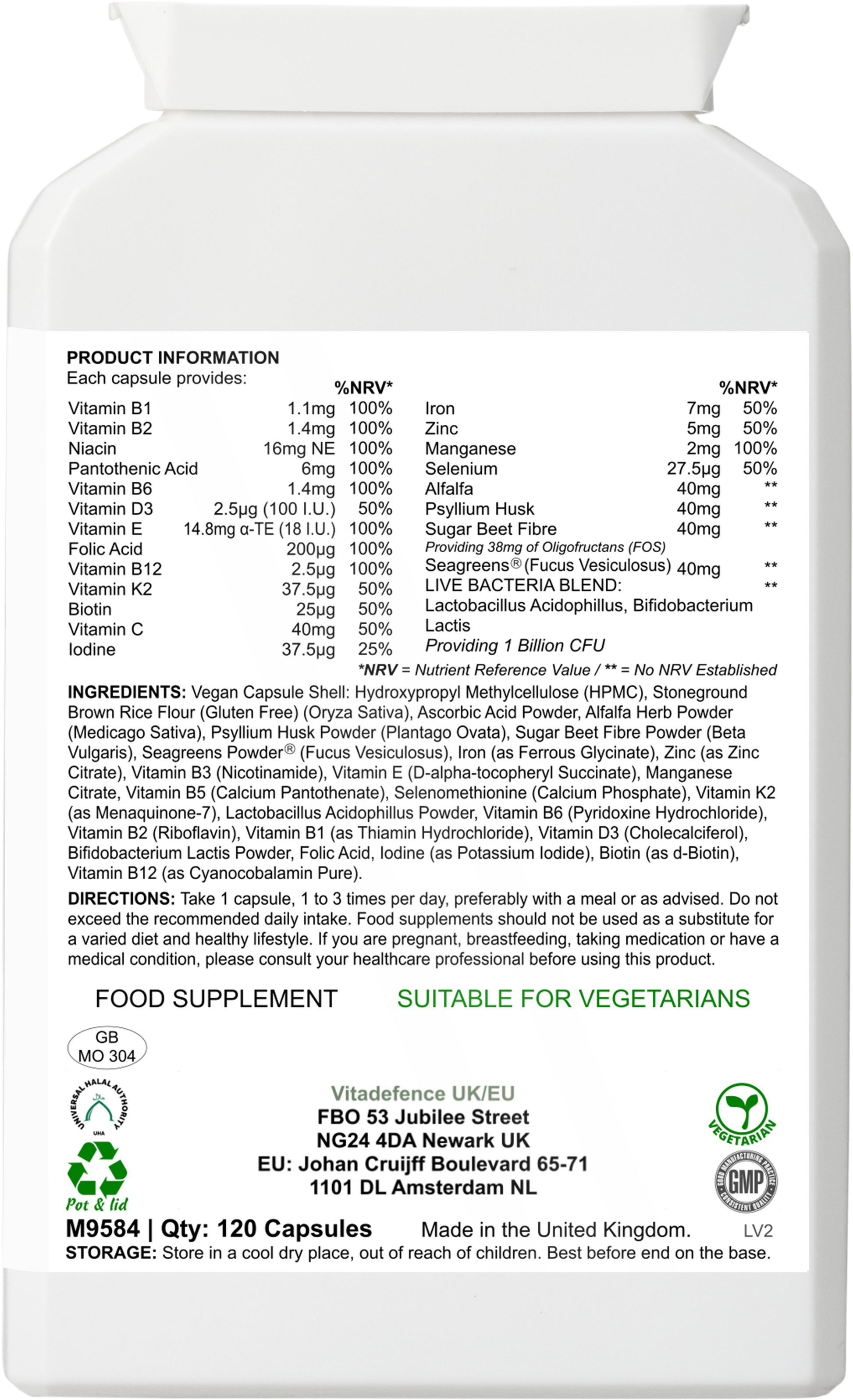 Vitamins Multi | With Botanicals, Minerals & Live Cultures – 120 Capsules -  Vitadefence® - Vitadefence®
