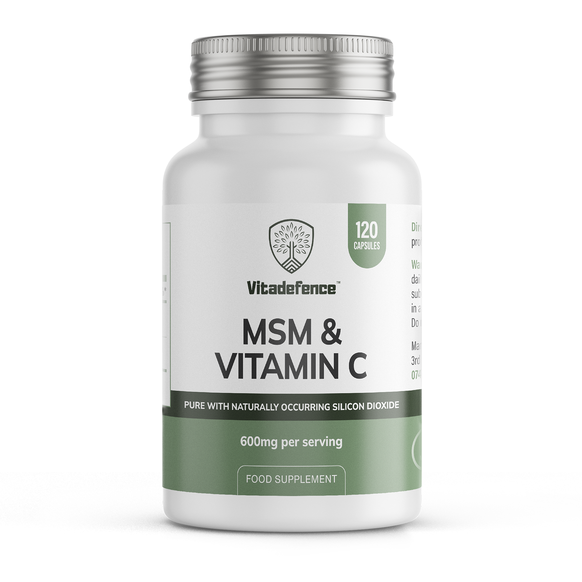 MSM + Vitamin C | Vegan Capsules – 120 Count -  Vitadefence® - Vitadefence®
