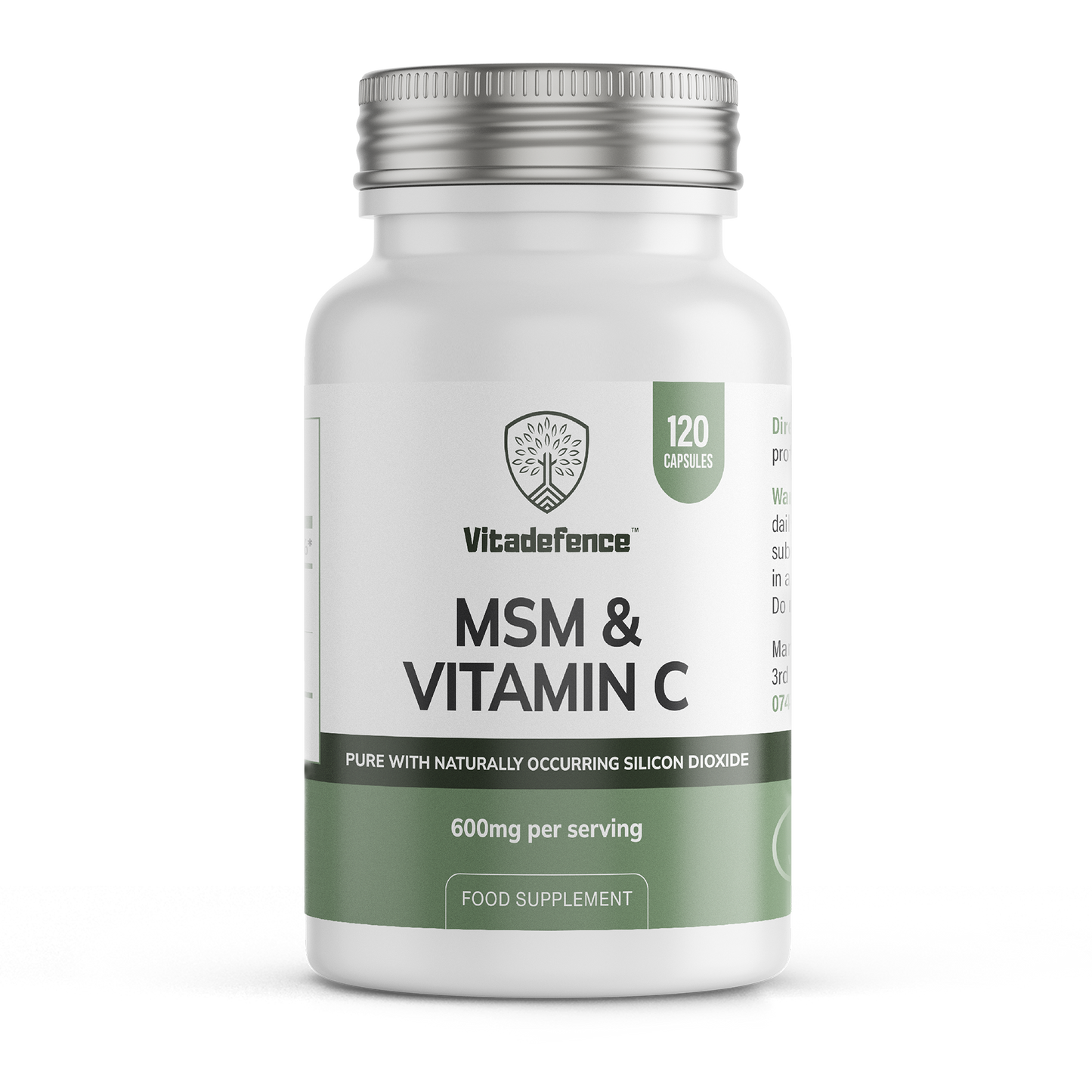 MSM + Vitamin C | Vegan Capsules – 120 Count -  Vitadefence® - Vitadefence®
