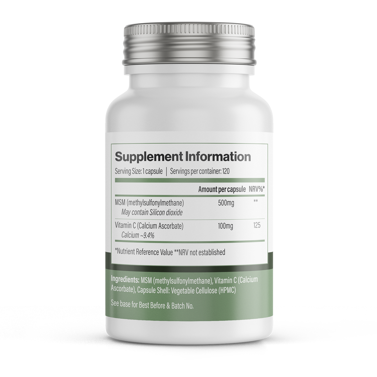 MSM + Vitamin C | Vegan Capsules – 120 Count -  Vitadefence® - Vitadefence®
