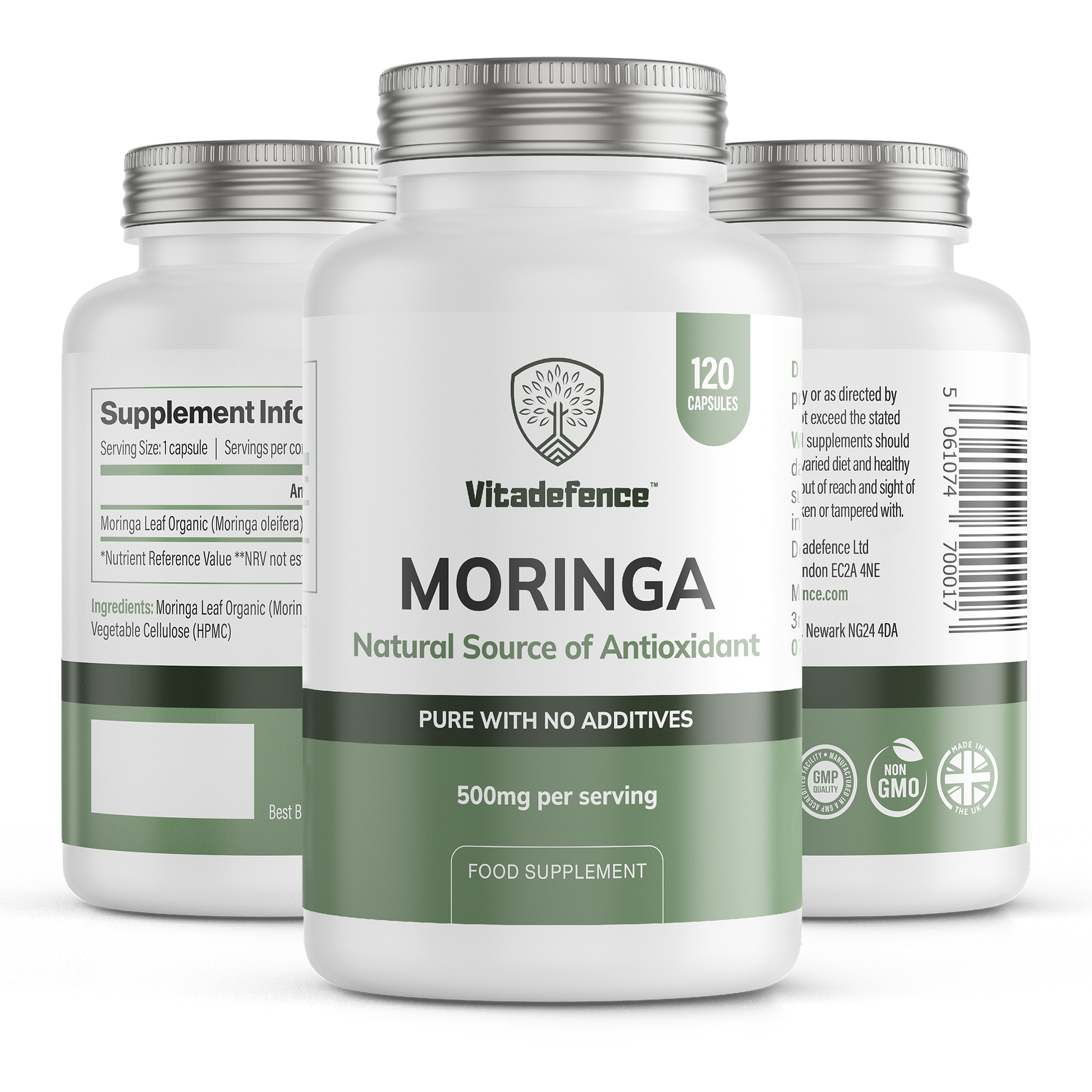 Moringa Oleifera | 500 mg Vegan Capsules – 120 Count -  Vitadefence® - Vitadefence®
