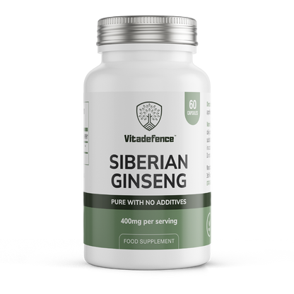 Siberian Ginseng | 400 mg Vegan Capsules – 60 Count -  Vitadefence® - Vitadefence®

