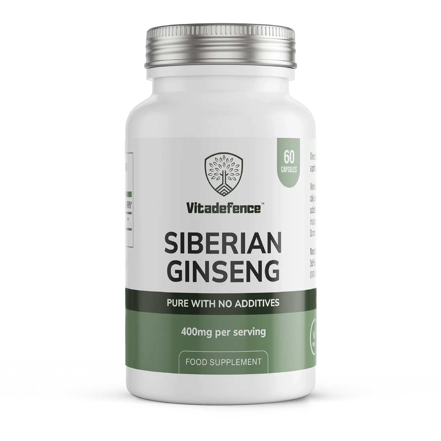 Siberian Ginseng | 400 mg Vegan Capsules – 60 Count -  Vitadefence® - Vitadefence®
