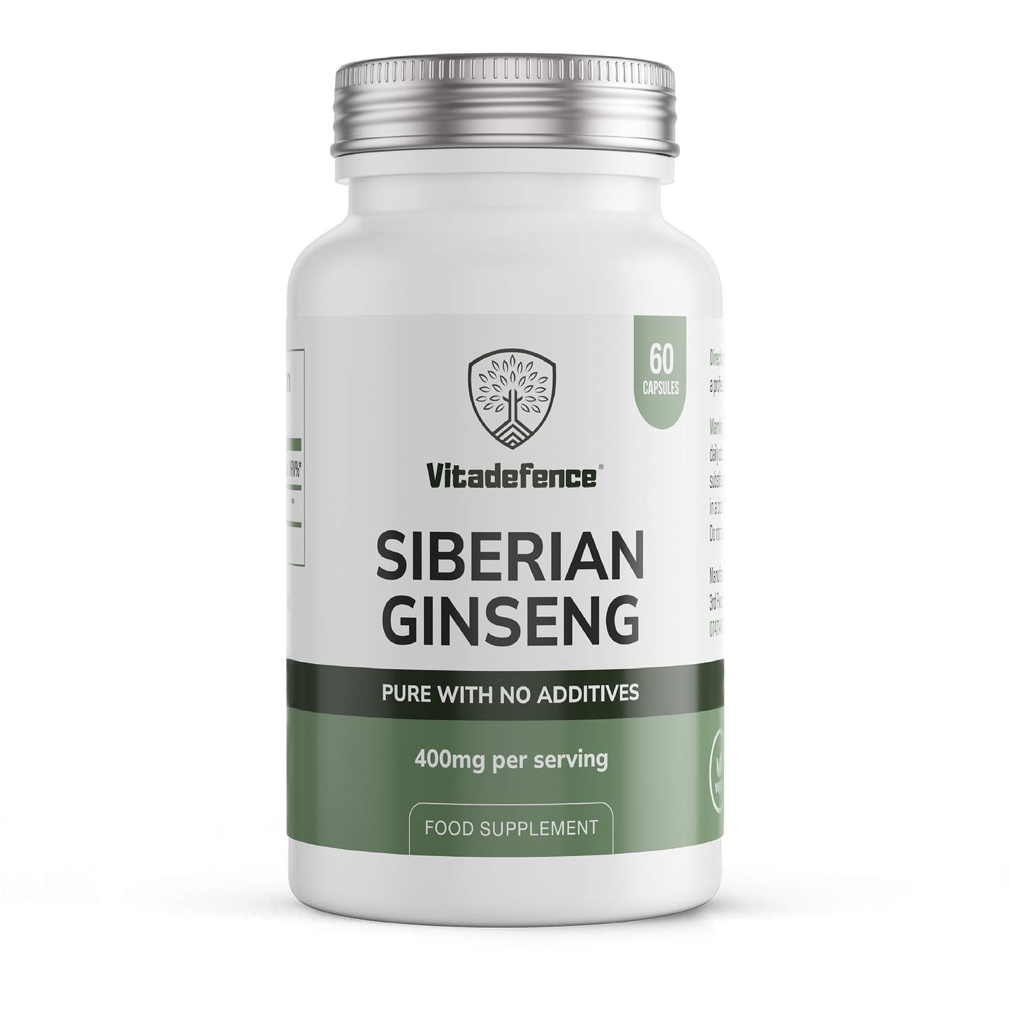Siberian Ginseng | 400 mg Vegan Capsules – 60 Count -  Vitadefence® - Vitadefence®

