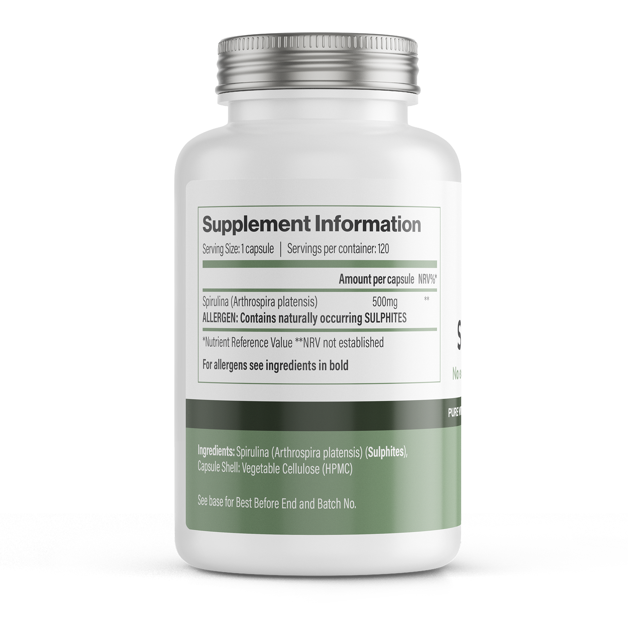 Spirulina | 500 mg Vegan Capsules – 120 Count -  Vitadefence® - Vitadefence®
